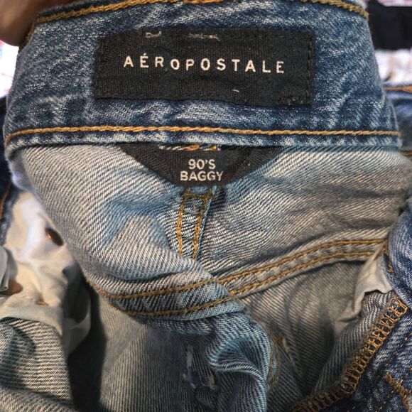 Abercrombie 90's Baggy Jeans Size 6 Distressed Blue - Picture 6 of 8